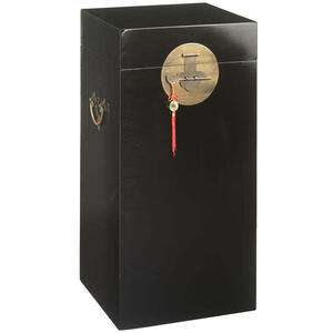 Chinese Wooden Tall Storage Trunk - Black Lacquer with Brass Handles