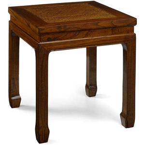 Oriental Square Wooden Stool - Dark Elm