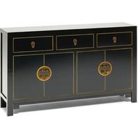 Large Black Satin Sideboard - with gilt edges by NS Living