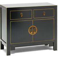 Medium Black Satin Sideboard - with gilt edges by NS Living