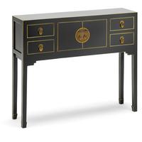 Small Black Satin Console - with gilt edges by NS Living