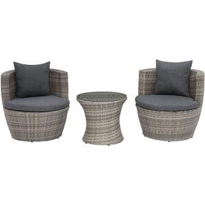 Bistro Set with Cushion PE Rattan Grey CAPRI