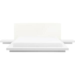 EU Super King Size Faux Leather Headboard Bed White ZEN by Beliani