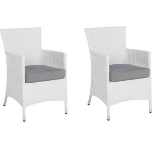 Set of 2 Garden Chairs with Cushions ITALY PE Rattan White by Beliani