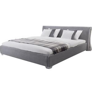 Slatted Bed PARIS 180 x 200 cm (EU Super King) Fabric Grey by Beliani