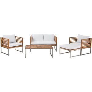 Sofa Set BERMUDA Acacia Wood Light Wood 4 Seater by Beliani