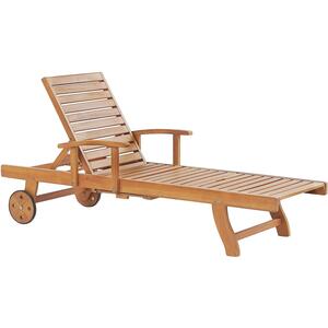 Sun Lounger Wood Light Wood JAVA by Beliani