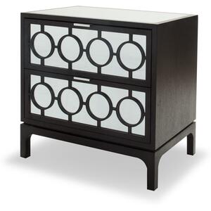 Marriott Art Deco Bedside Table Black & Mirrored