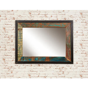 Shoreditch Rustic Rectangular Wall Mirror 120 x 90cm in Reclaimed Wood & Metal