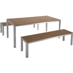 Dining Set 6 Seater Synthetic Material Light Wood NARDO by Beliani