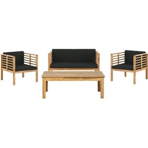 Sofa Set with Table PACIFIC Acacia Wood Black by Beliani