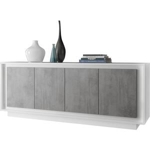 Luna Four Door Sideboard - Matt White / Cement Grey Finish