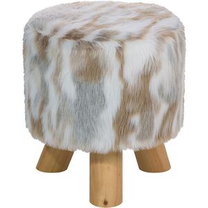 TEXAS Beige Furry Ottoman