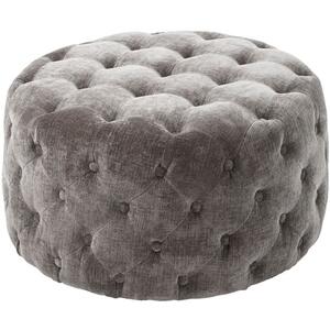 Lindau Round Buttoned Oyster Velvet Pouffe