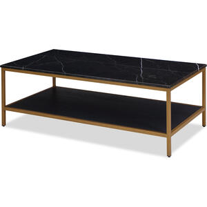 Max Rectangular Coffee Table 120cm x 60cm - Black/White Marble & Brass