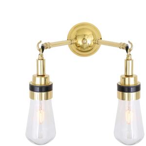 Meri Vintage Industrial Metal Double Wall Light IP65 Brass or Silver