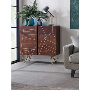 Dallas Dark Mango 2 Door 2 Drawer Small Sideboard Metal Inlay