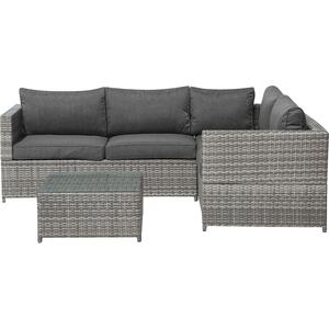 AVOLA Rattan Garden Modular Corner Sofa & Coffee Table Set - Dark Grey