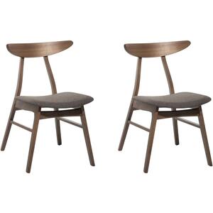 Set of 2 Dining Chairs LYNN Wood Dark Grey by Beliani