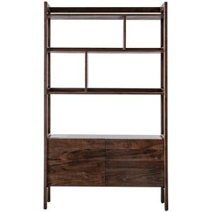 Barcelona Mid-Century Walnut Display Unit 2 Doors with White Marble Inlays