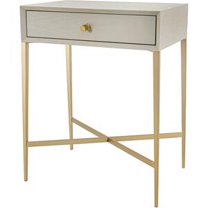 Finley Ceramic Light Grey & Brass Side Table