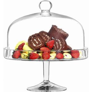 Glass Cake Stand & Dome 33cm