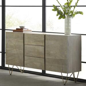 
        Light Gold Extra Large Sideboard 3 Drawers and 2 Doors     by Indian Hub