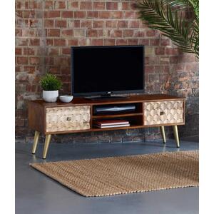 Edison Retro Wood & Gold Plasma TV Media Cabinet