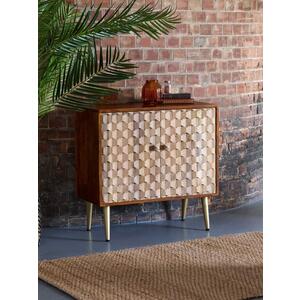 Edison Retro Wood & Gold 2 Drawer Medium Sideboard 