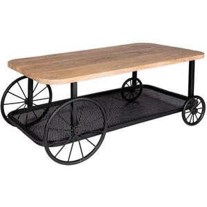 Craft Wheel Industrial Coffee Table - Mango Wood & Black Metal 