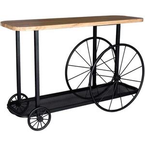 Craft Wheel Industrial Console Table - Mango Wood & Black Metal