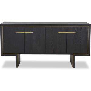 Tigur 4 Door Sideboard - Black or Dark Brown Ash & Brass Detail