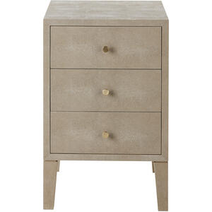 Georgia Slim Cream Shagreen Bedside Table 3 Drawers