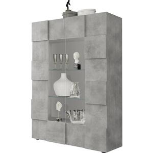 Treviso Two Door Display Vitrine  - Grey Concrete Finish with Optional Spot Light