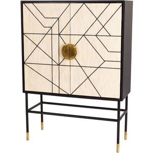 Art Deco Geometric Bone Bar Cabinet