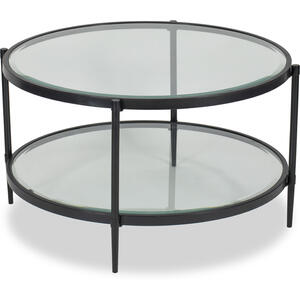 Adlon Round Glass Coffee Table in Dark Brown or Brass