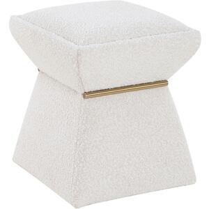 Zane Hourglass Stool in Sand Ivory Boucle Fabric