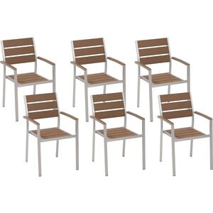 Set of 6 Garden Chairs VERNIO Light Wood by Beliani