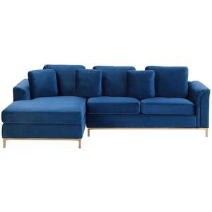 Right-Hand Corner Sofa OSLO Velvet Dark Blue Right Hand by Beliani