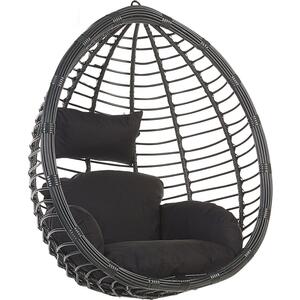 Hanging Chair TOLLO PE Rattan Black by Beliani