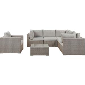 Corner Sofa Lounge Set CONTARE PE Rattan Taupe by Beliani