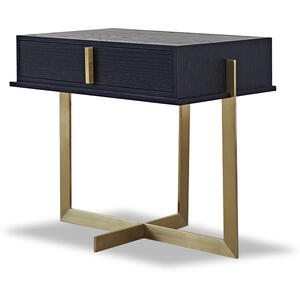 Archivolto Bedside Table Black Ash & Brass 1 Drawer