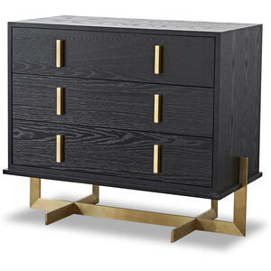 Archivolto Chest Of 3 Drawers Black Wenge & Brass