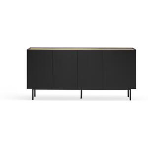 Arista Four Door Sideboard  with three internal drawers  - Matt Black and Light Oak Finish by Andrew Piggott Contemporary Furniture