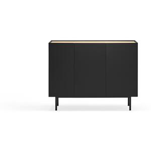 Arista Three Door Sideboard with three internal drawers - Matt Black and Light Oak Finish by Andrew Piggott Contemporary Furniture