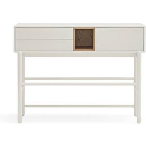 Corvo One Door Two Drawer Console Table - Pebble White and Light Oak Finish