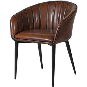 Brown Faux Leather Curved Dining Chair