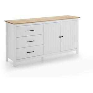 Miranda 2 Door 3 Drawer Sideboard - Matt White / Waxed Pine