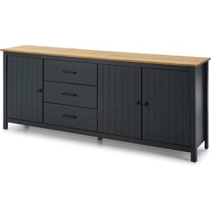 Miranda 3 Door 3 Drawer Large Sideboard - Matt Blue / Waxed Pine by Andrew Piggott Contemporary Furniture