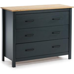 Miranda Three Drawer Chest - Matt Blue / Waxed Pine by Andrew Piggott Contemporary Furniture